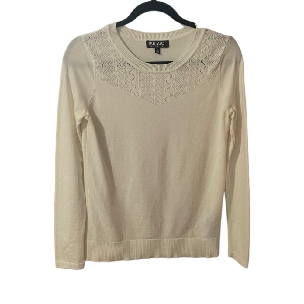 Buffalo Thin Sweater Womens Knit Top Lightweight Small Cutout Neckline Design